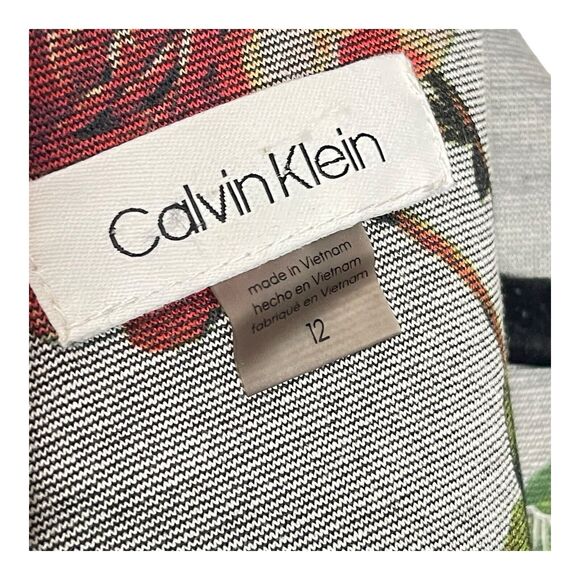 Calvin Klein Women’s Size 12 Smoke Gray Red Floral Sheath Dress Elegant Workwear - Picture 5 of 8